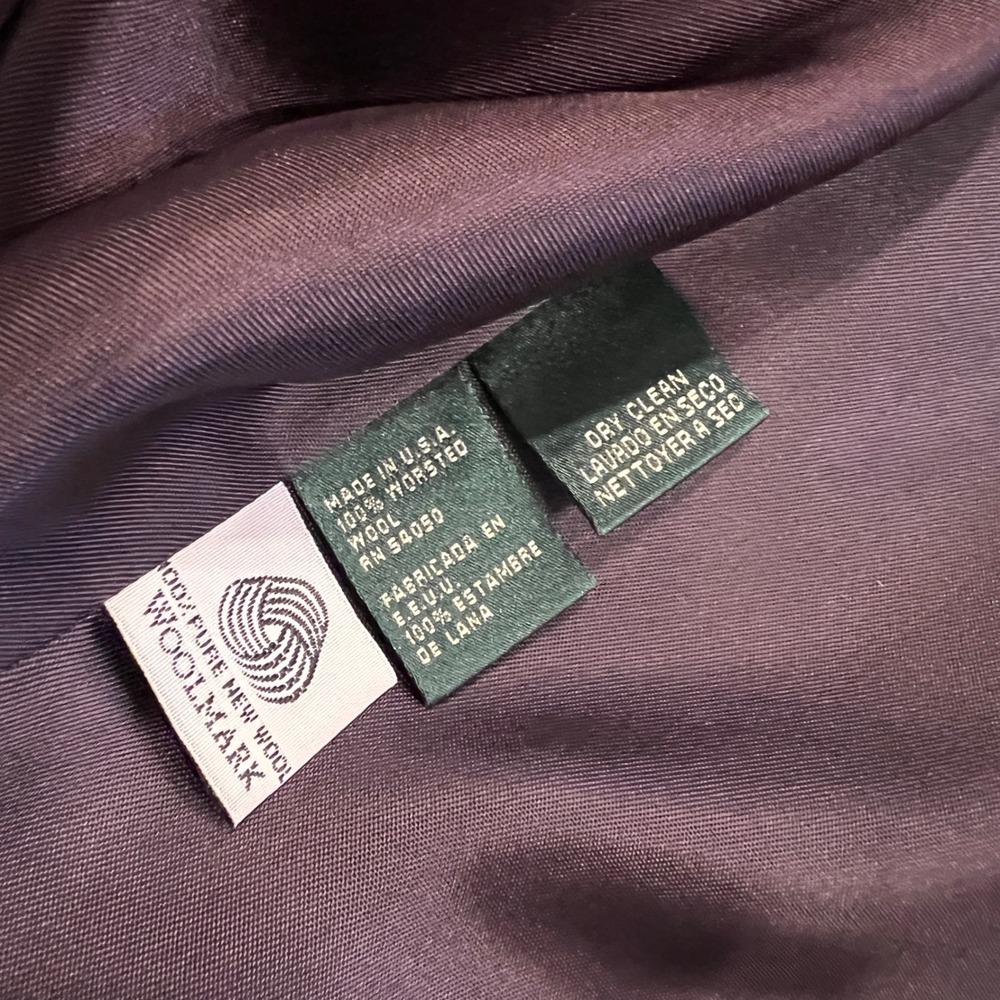 Lauren Ralph Lauren USA Navy Blue Worsted Wool Double Breasted Blazer Size 12 - Picture 6 of 9